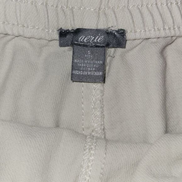 Aerie White Wash Denim Elastic Waist Cut Off Frayed Hem Shorts S - Picture 5 of 10